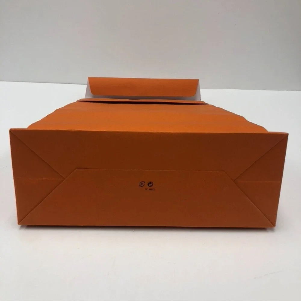 Hermes Authentic Orange Gift Paper Shopping Bag Medium Fold Top 10.5x16.25x4